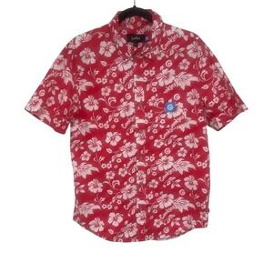 Cookies Mens Red Collared Short Sleeve Cotton Hawaiian Button Up Shirt Large